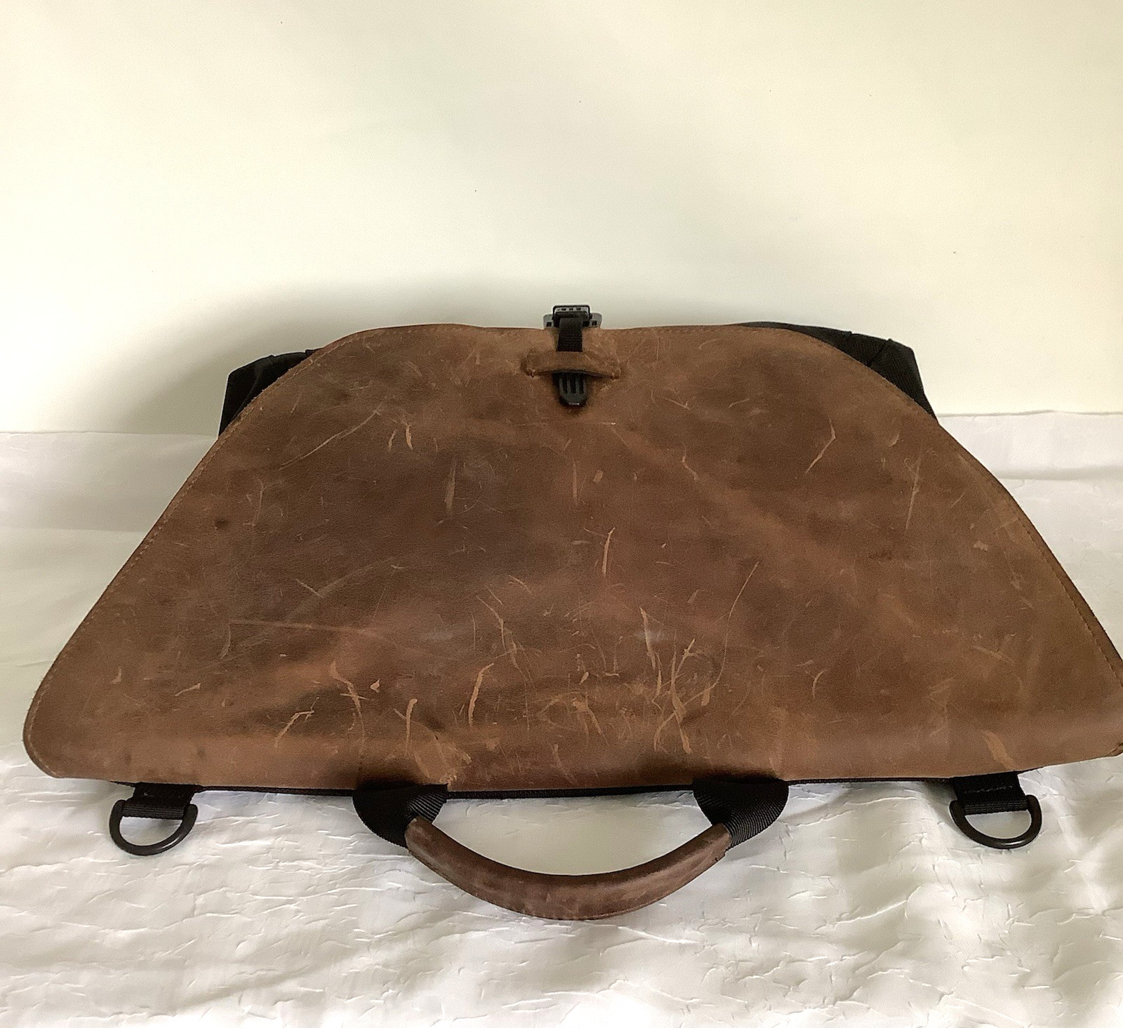 Waterfield Bolt Briefcase Black Premium Messenger Bag, Leather and Nylon