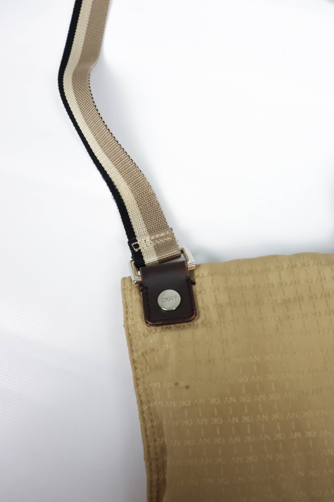 DKNY Donna Karan New York Beige Monogram Nylon Small Crossbody Bag