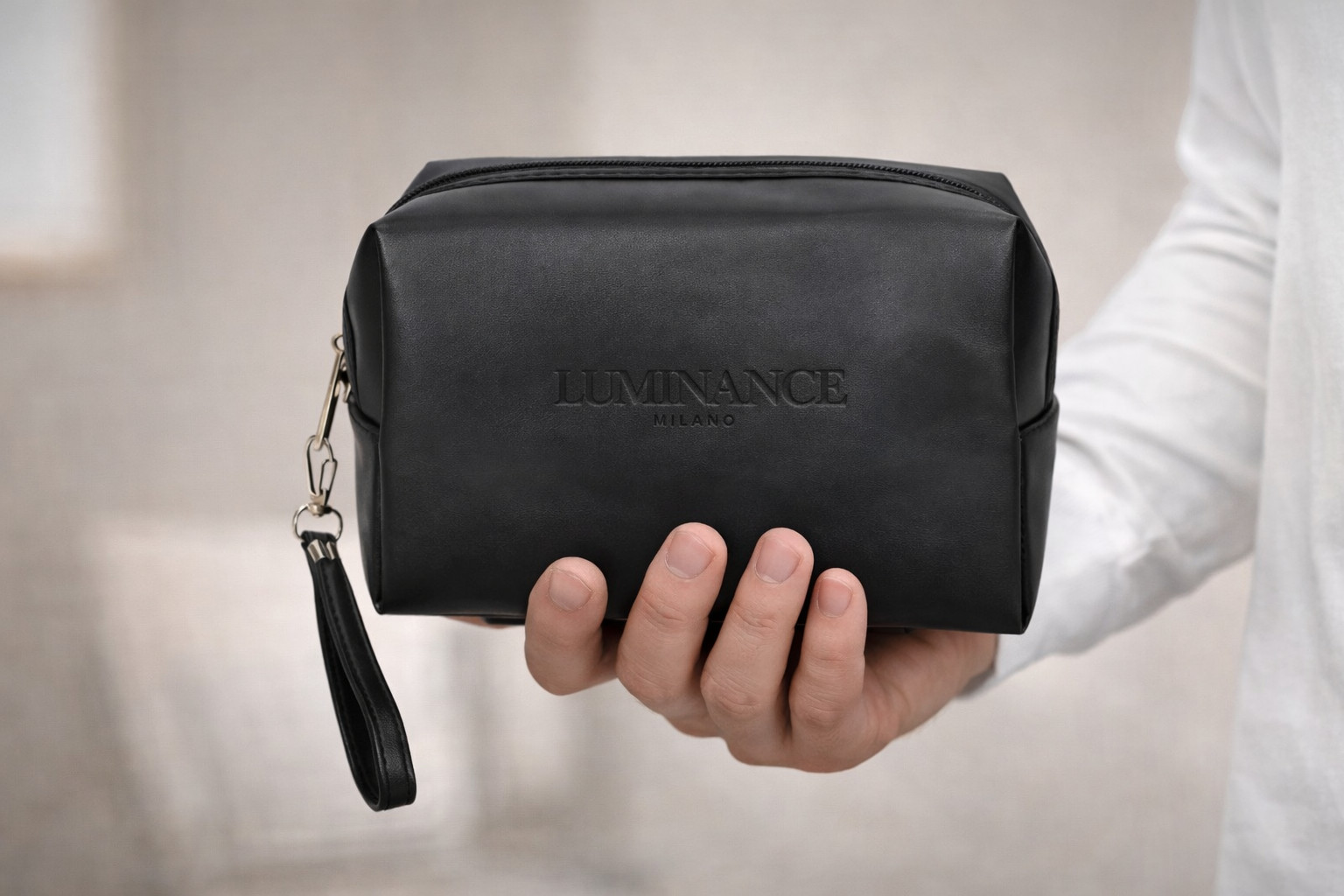 Leather Toiletry Bag Dopp Kit Luminance Milano Travel Shaving Cosmetic Case Blac