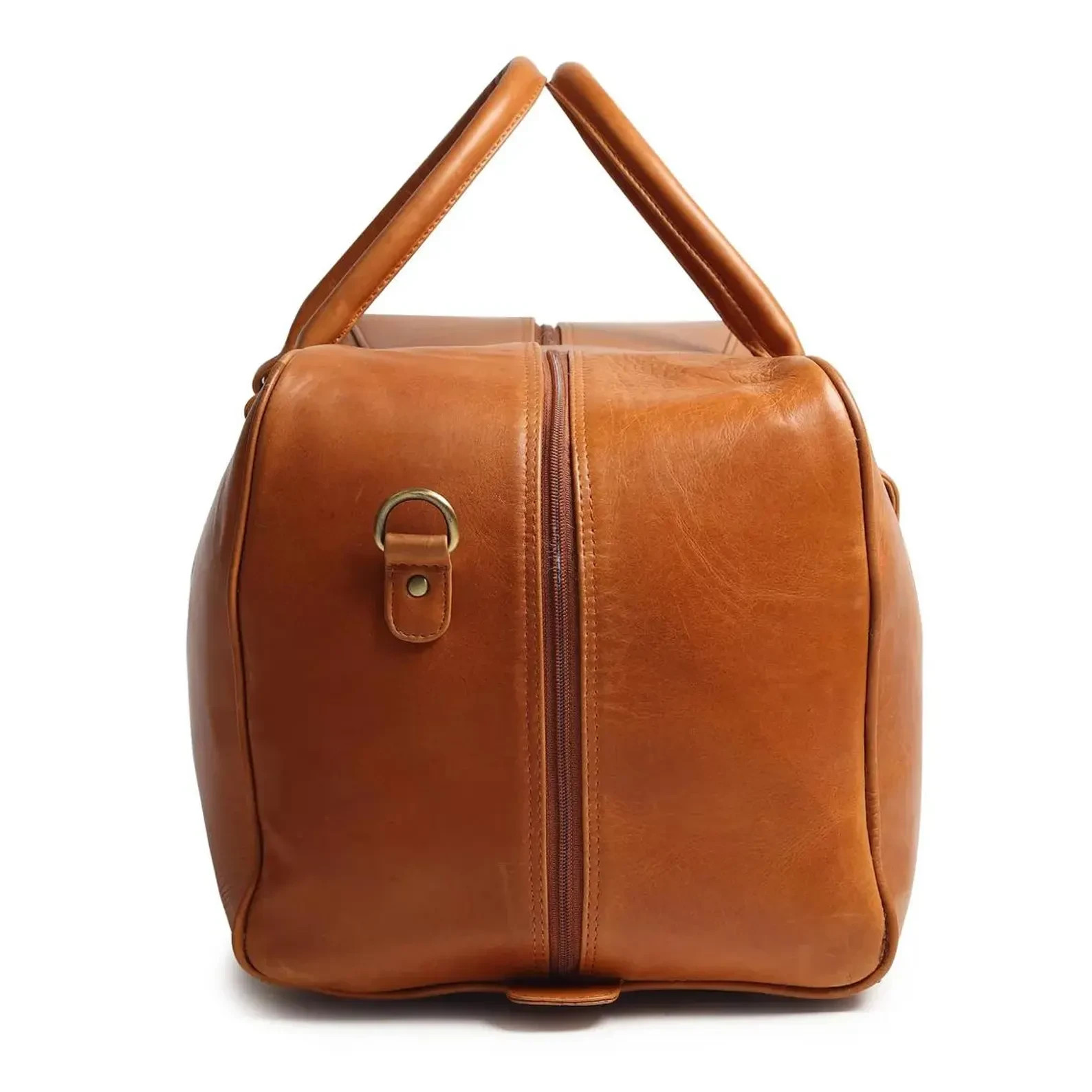 Handmade Full Grain Leather Duffle Bag Men | Weekender Carry-On Travel Holdall