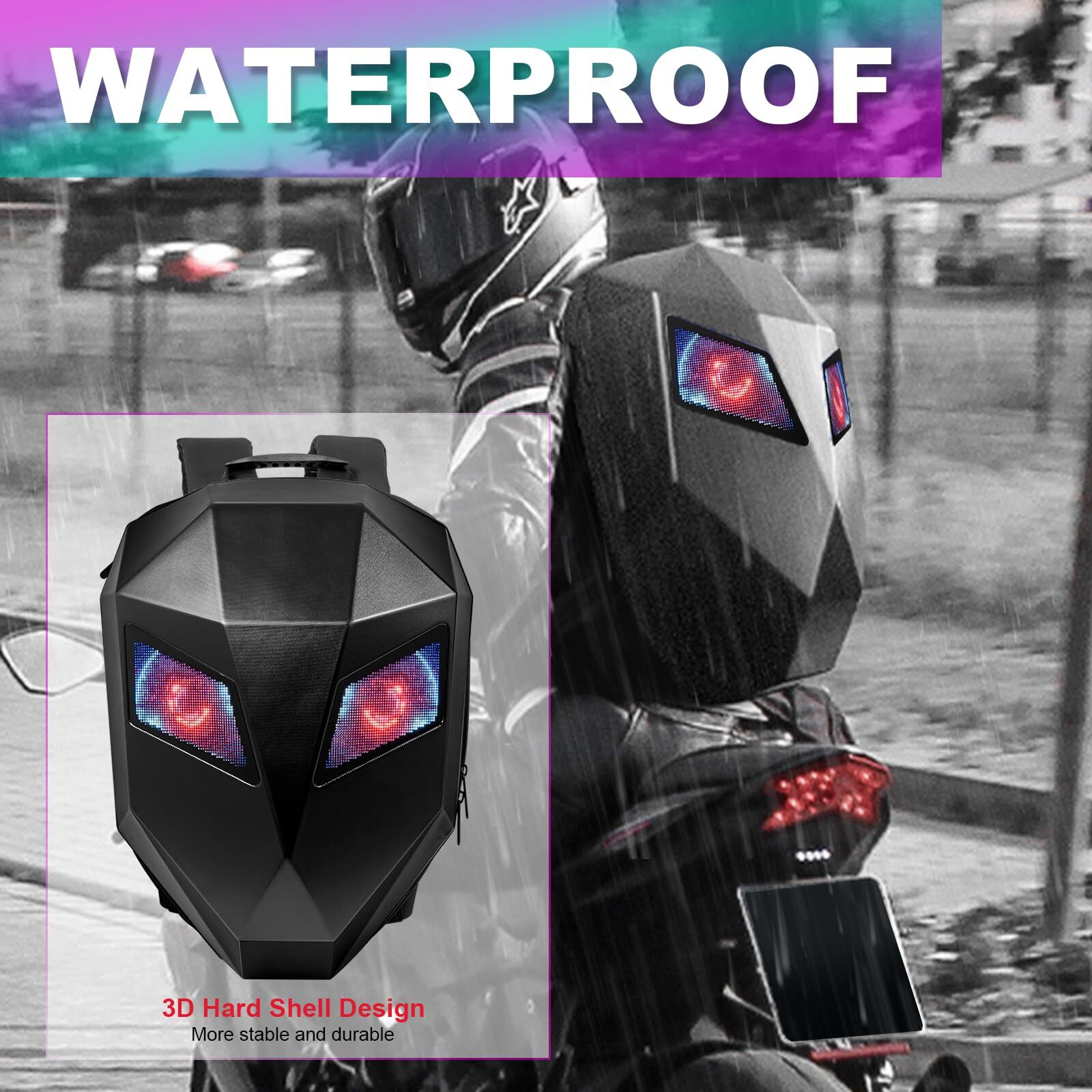 LED Display Backpack Business Travel Laptop Backpack Motorcycle Cycling Backpack