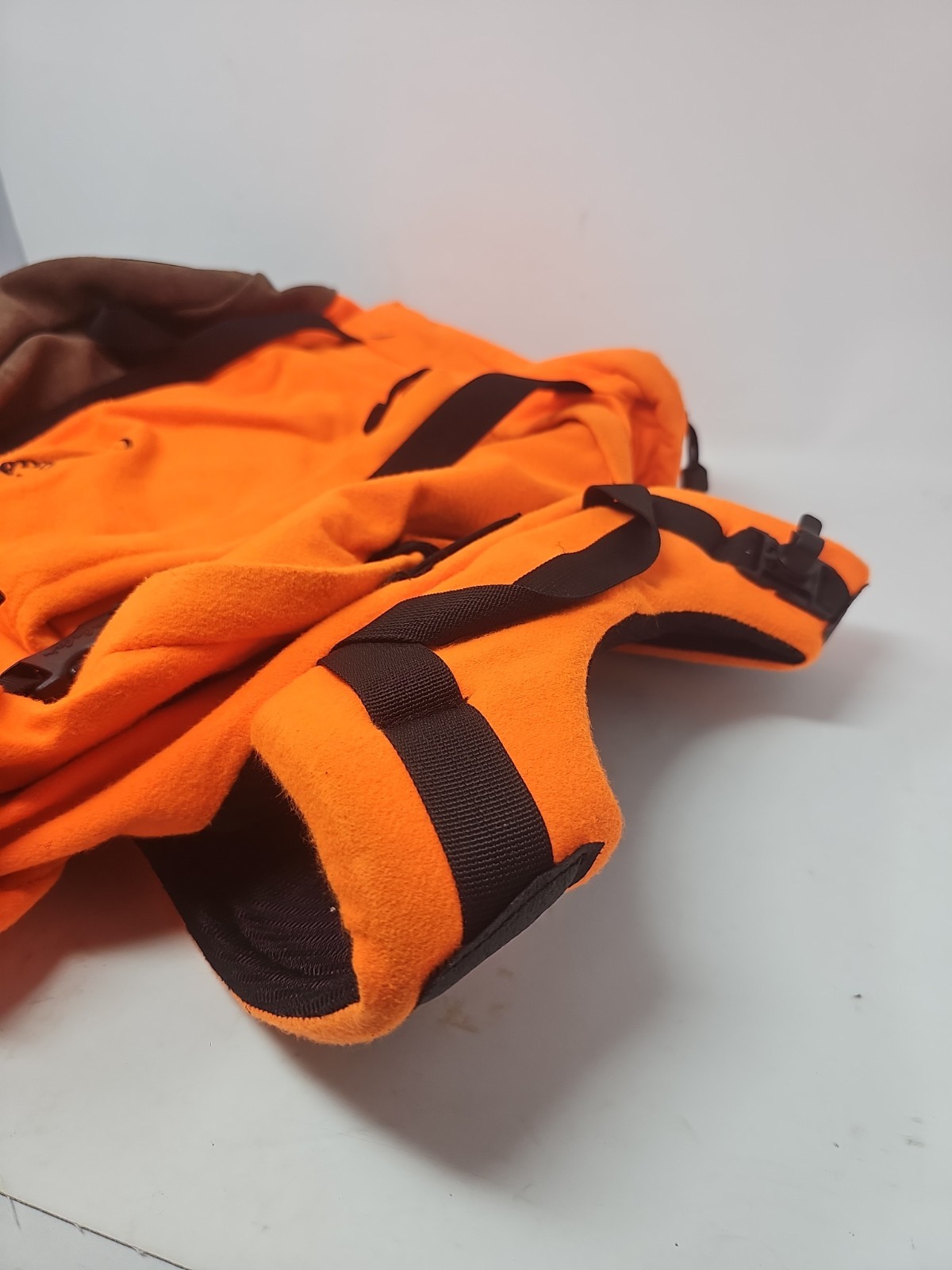 Vtg 90s Cabelas Orange Leather-Bottom Hunting Backpack Fishing Hike Bag USA Made