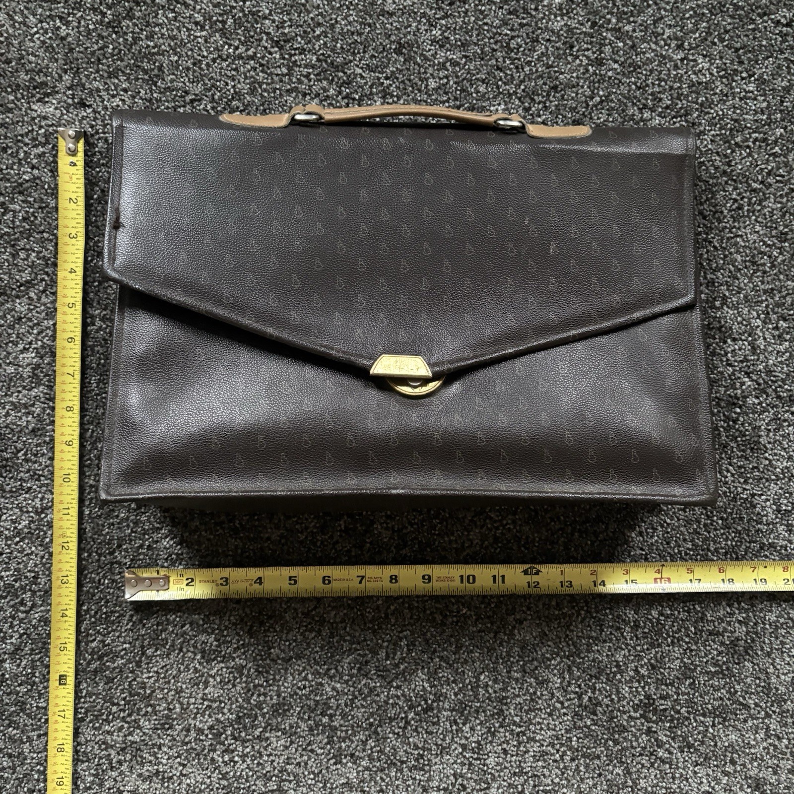 Vintage Classic Brown Leather Slim Briefcase European Designer Work Professional