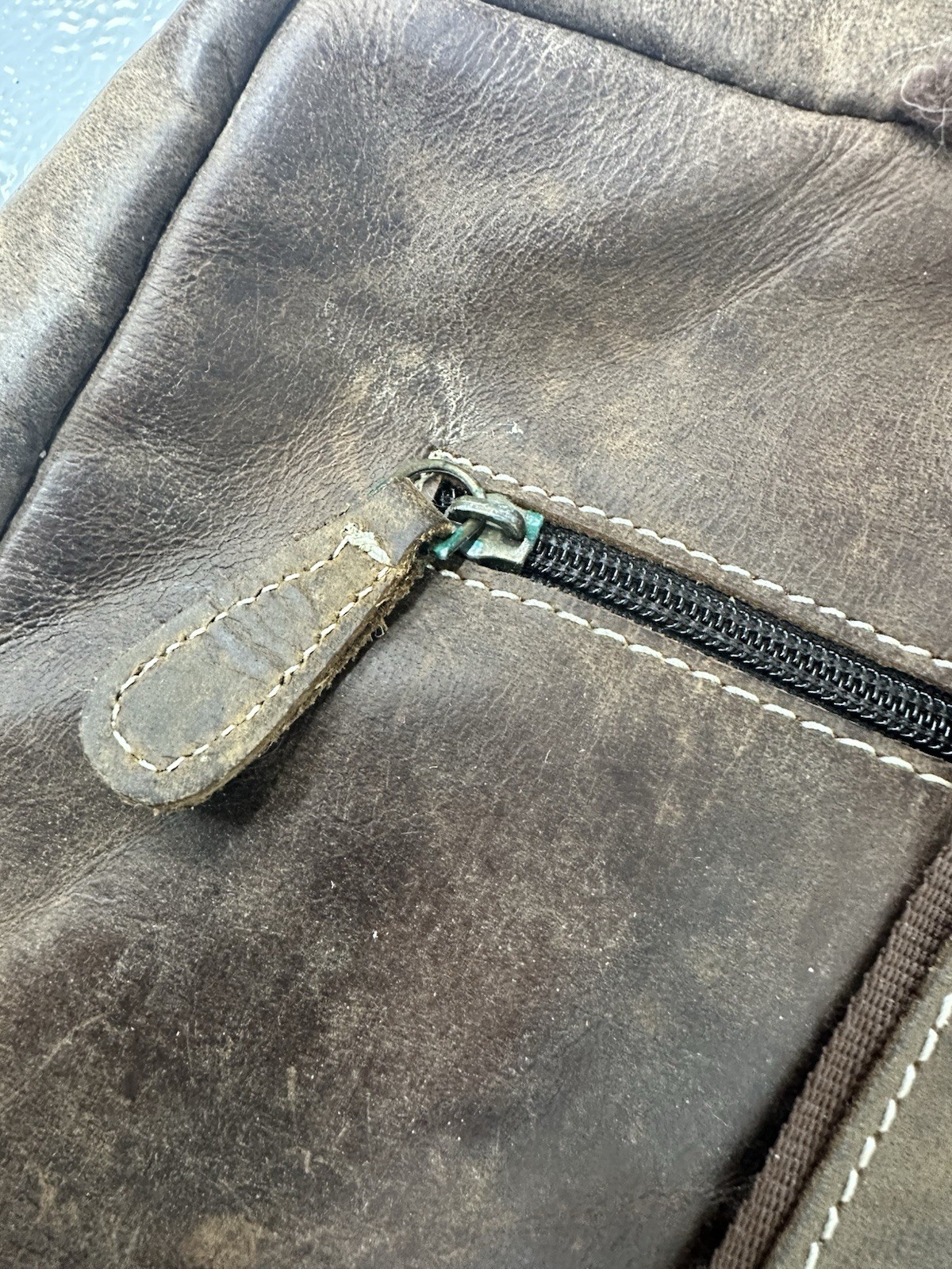 Sam’s Buffalo 18″ DISTRESSED VINTAGE LEATHER BACKPACK – Handmade, Needs Repair