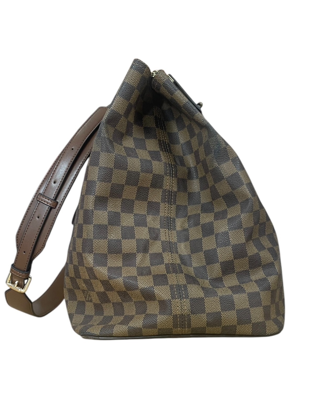LOUIS VUITTON Damier Ebene Greenwich Canvas Leather Travel Gym Tote Bag Weekend