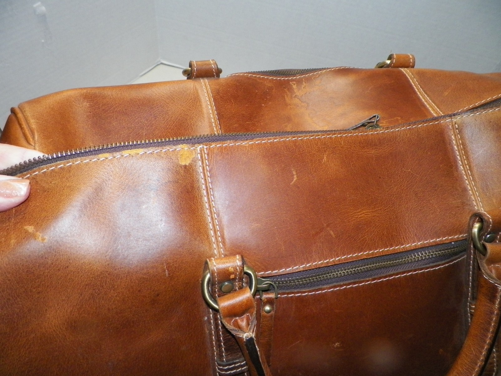 AARON LEATHER GOODS ZIP TOP DUFFLE BAG 20″