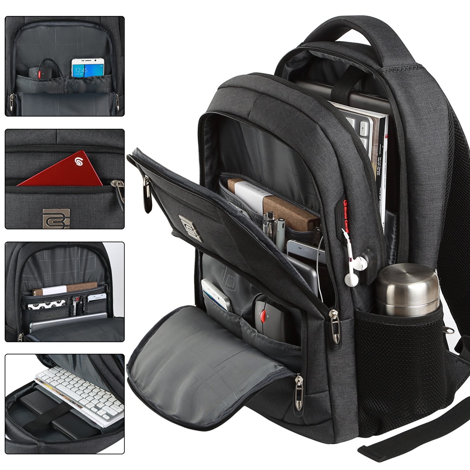 Anti-Theft Laptop Backpack with USB Port, Water Resistant, Fits 15.6″ – Black