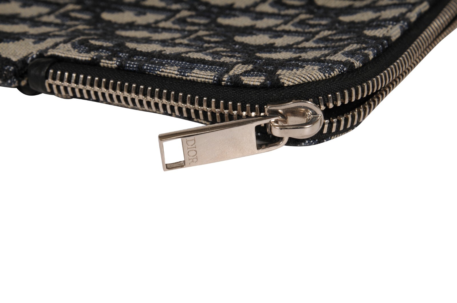 Dior Oblique Logo Wrist Pouch Travel Folder File Black Blue Ipad Document
