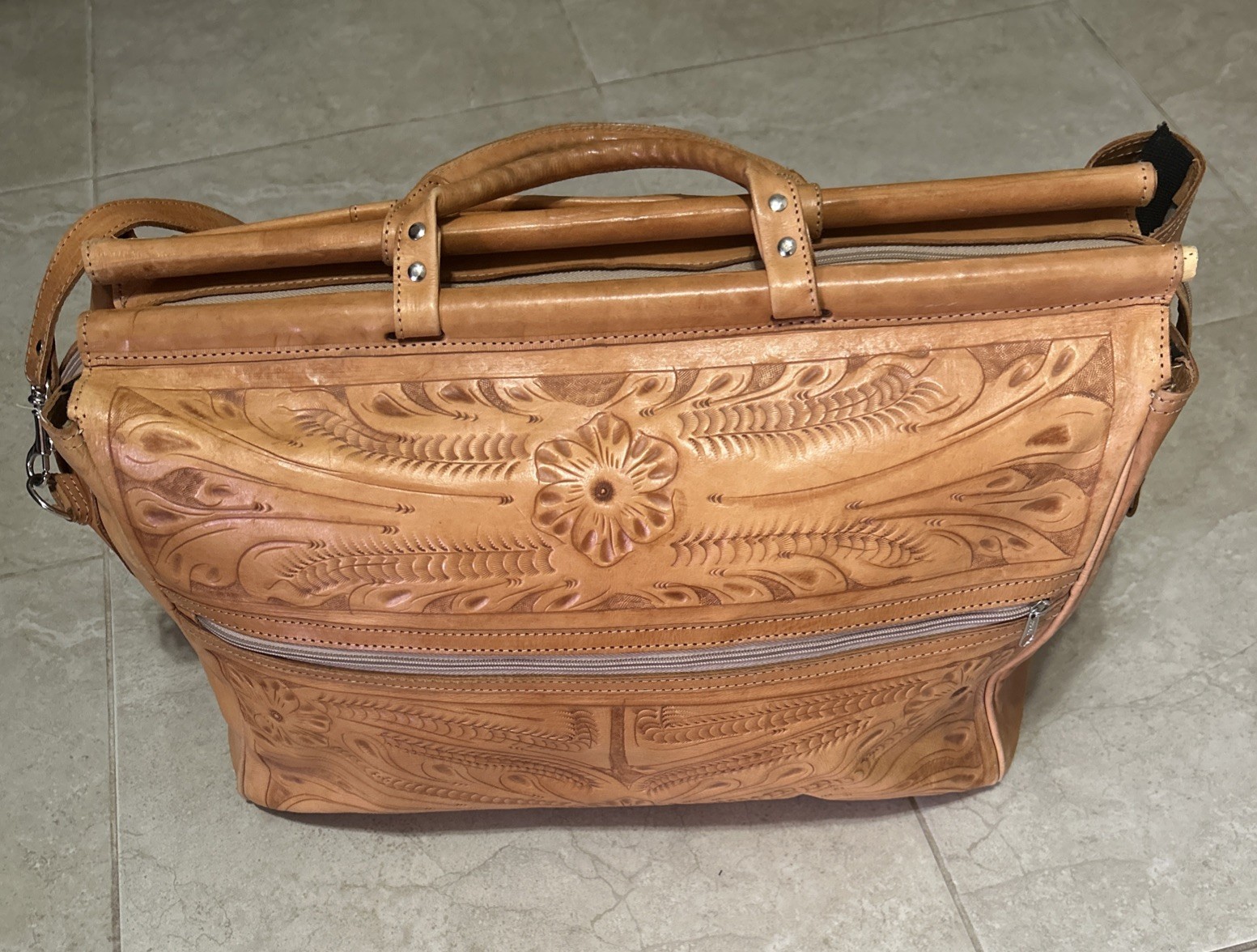 Force Ten West Genuine Leather Bag Authentic Hand stamped Design Handmade