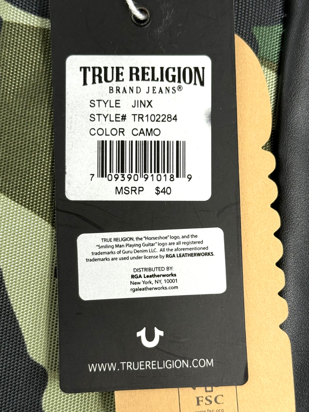 True Religion Nylon Sling Bag Adjustable Strap Camouflage
