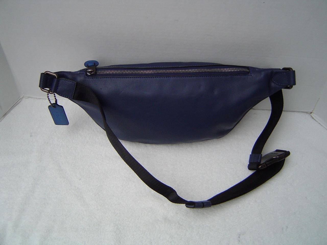 AUTHENTIC COACH MENS SMOOTH BLUE LEATHER RIVINGTON BELT BAG #89079 EUC/LN