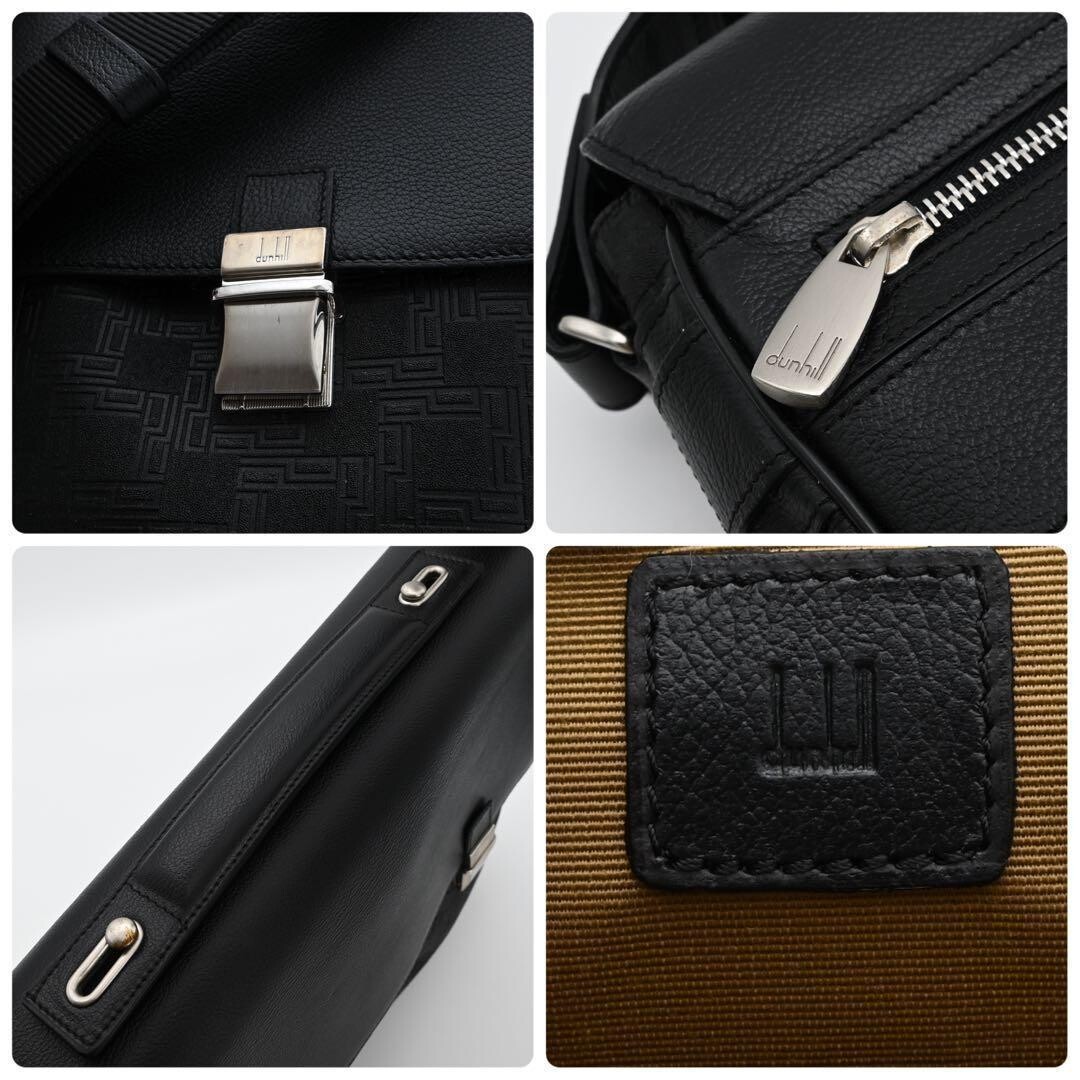 Dunhill Leather Briefcase Black Shoulder Bag Business A4 Zip 37cm Mens