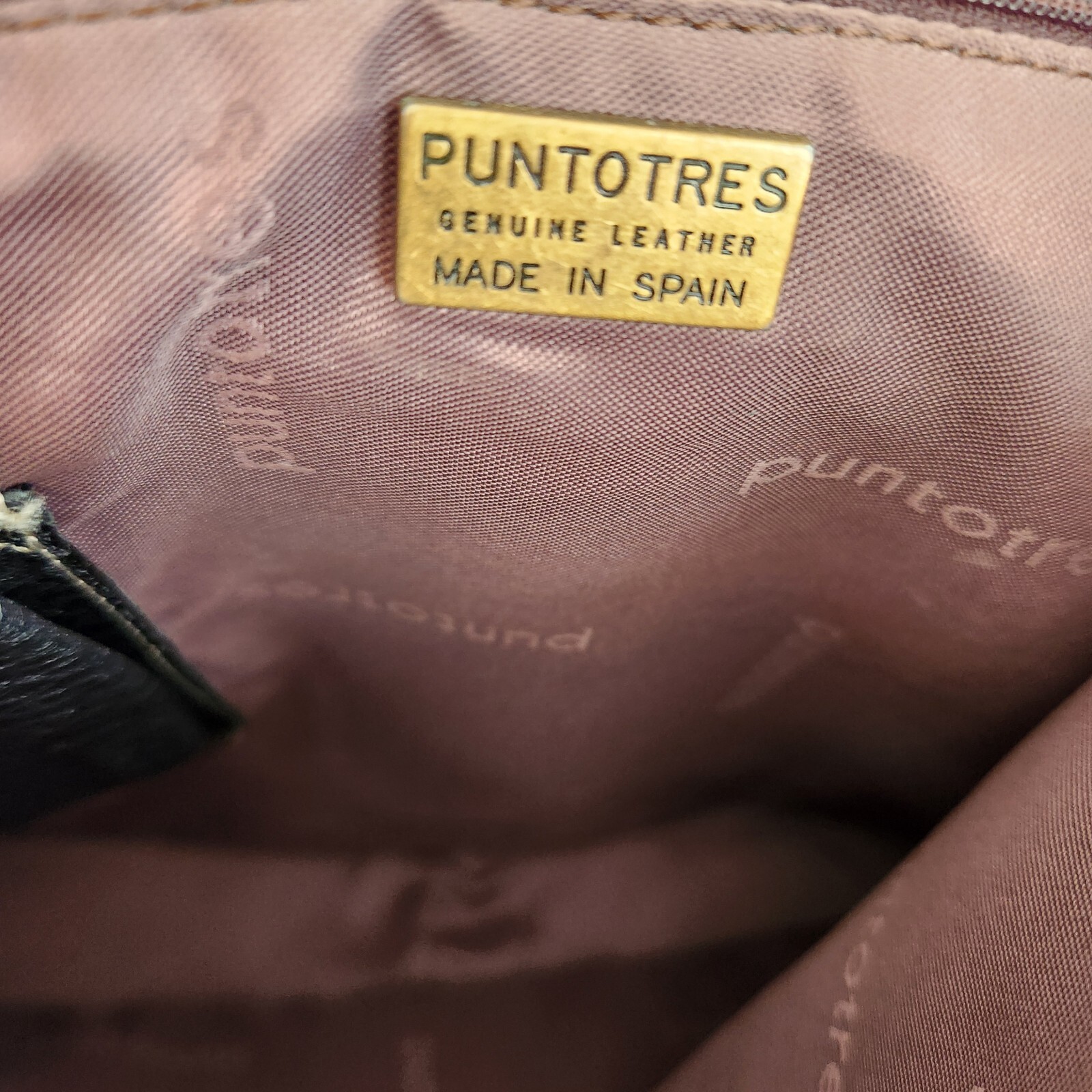 Puntotres black leather laptop messenger briefcase bag Spain