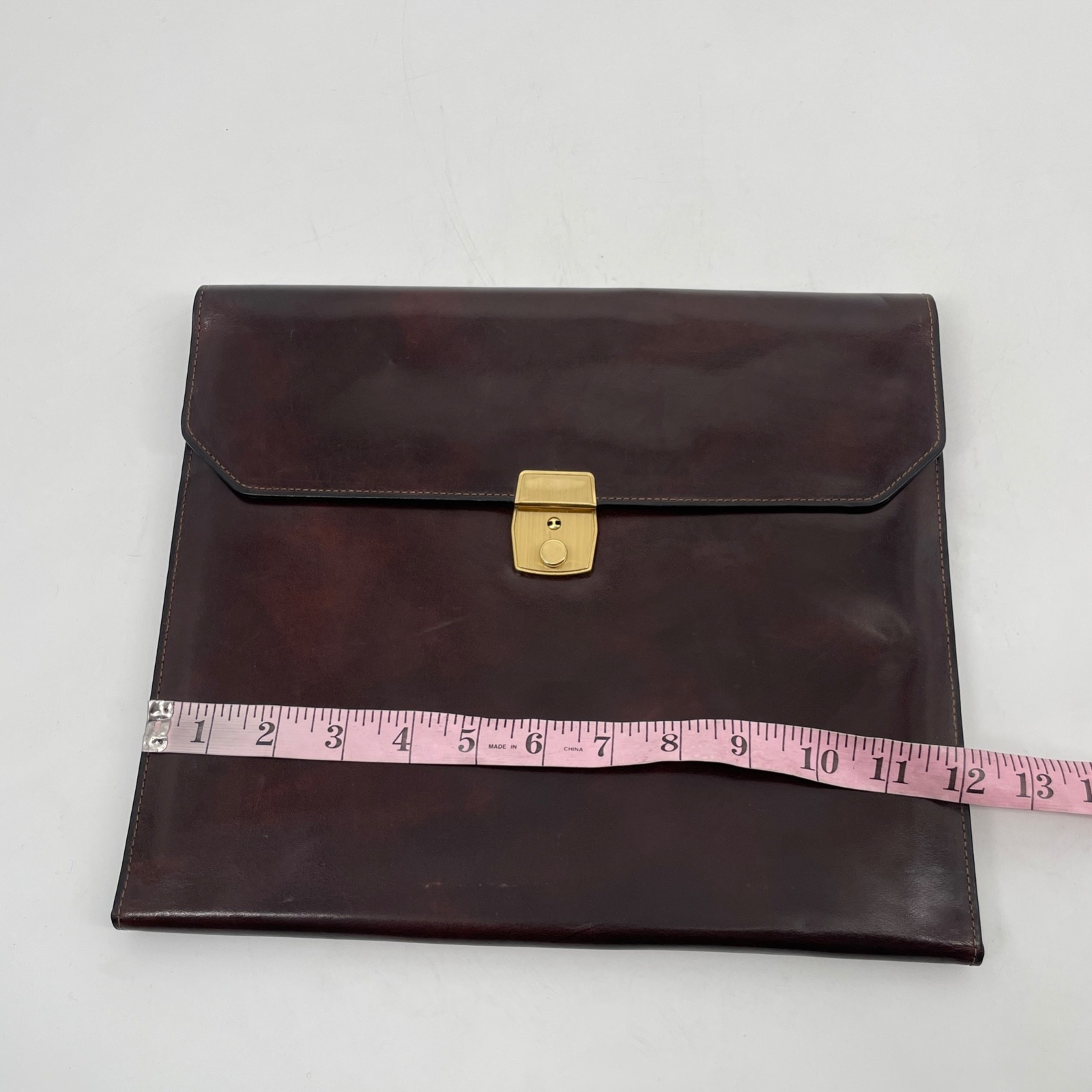 Bosca Dark Brown Leather Briefcase bag hand stained hide lock USA portfolio key