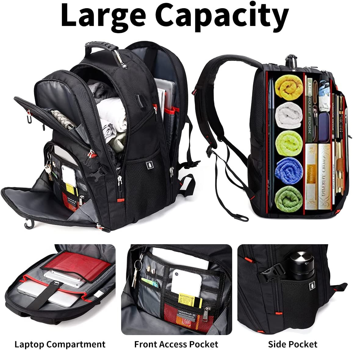 Extra Large 50L Travel Laptop Backpack 17 Inch