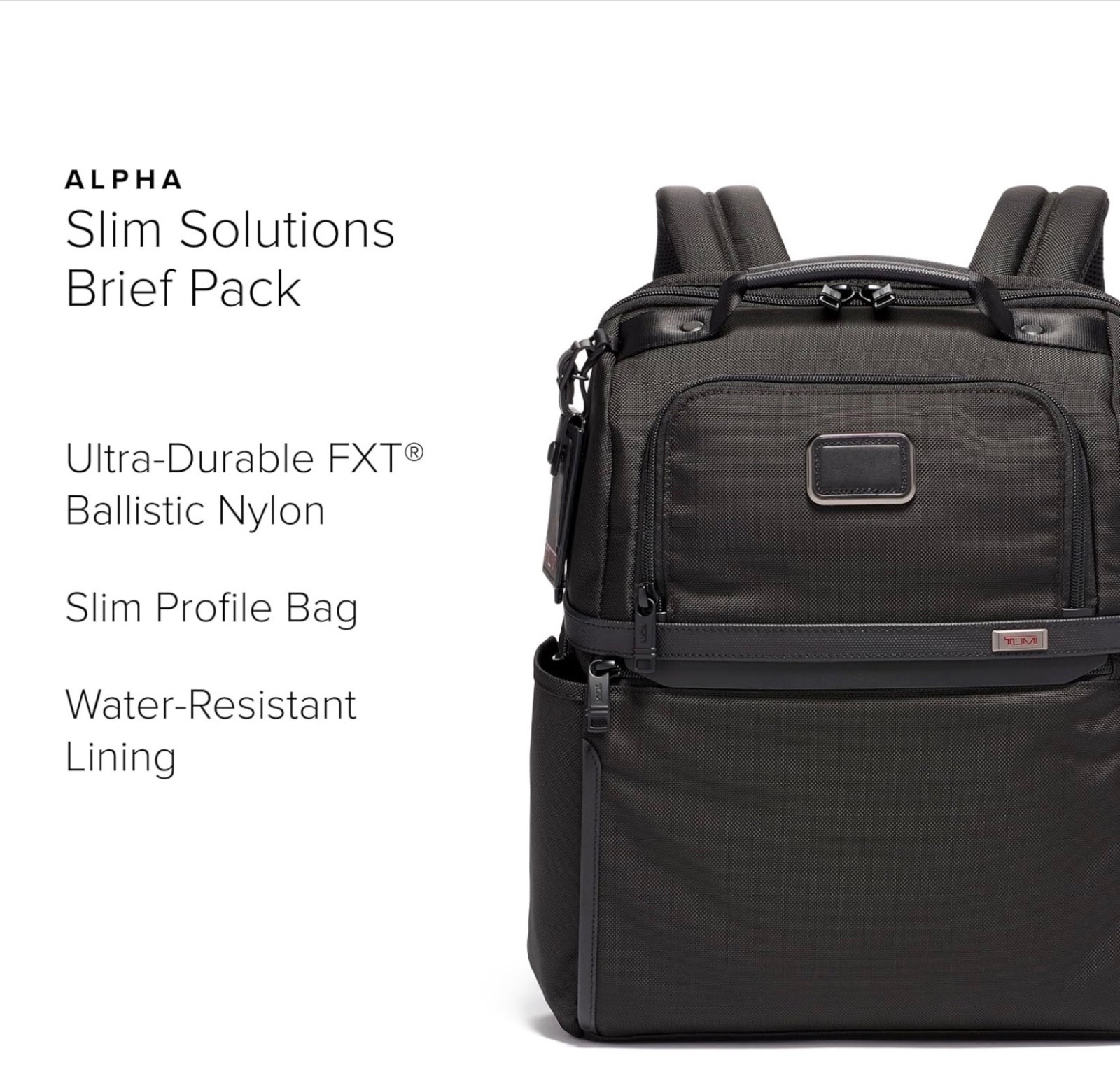 NEW Tumi ALPHA 16.5” Ballistic SLIM SOLUTIONS BRIEF PACK Laptop Backpack – BLACK