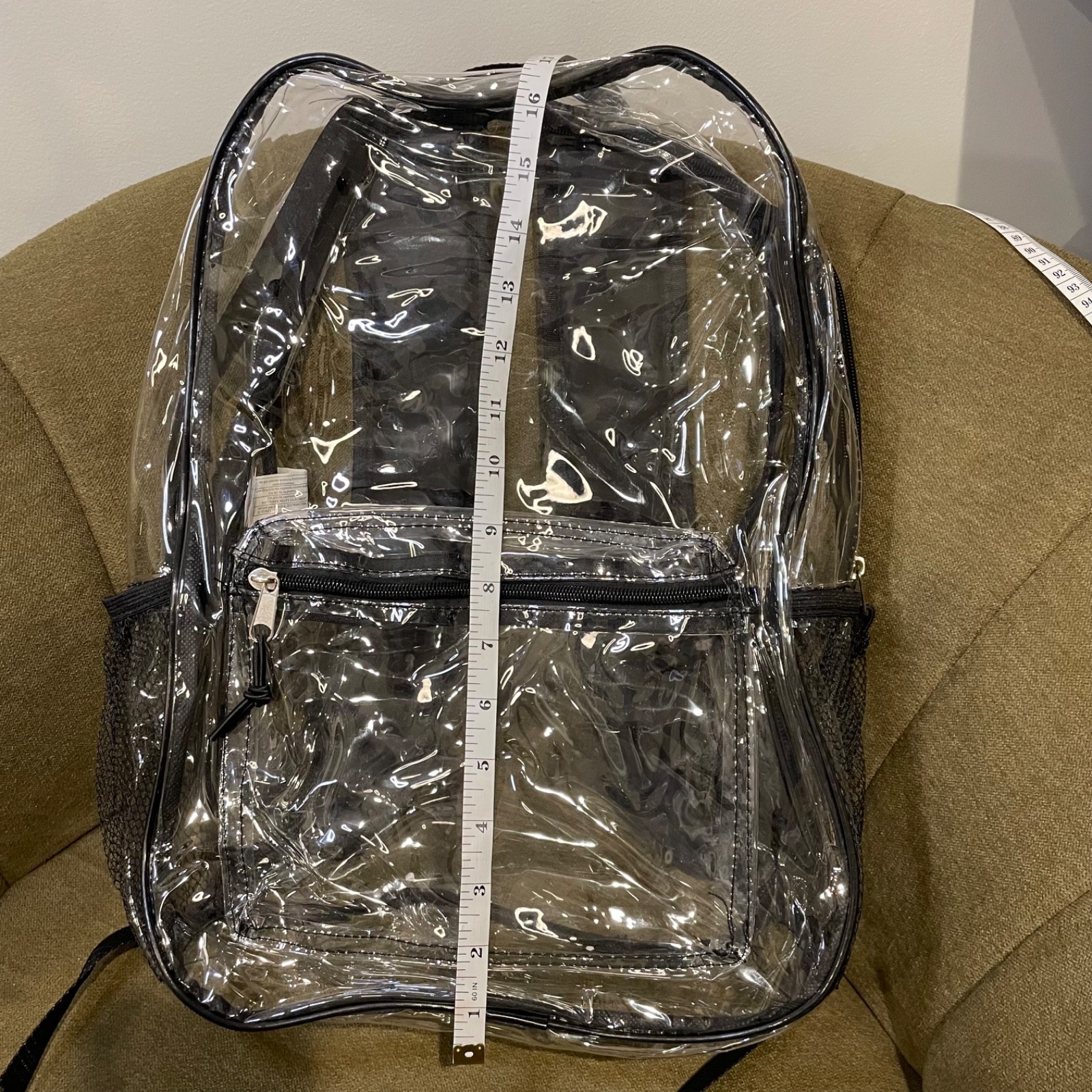 Brand New Clear Stadium Approved Backpack Transparent PVC Black Trim Concert Fes