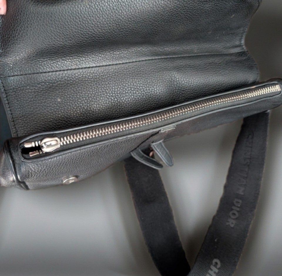 Authentic Christian Dior Men’s Saddle Bag Adjustable Shoulder Strap Magnetic Zip