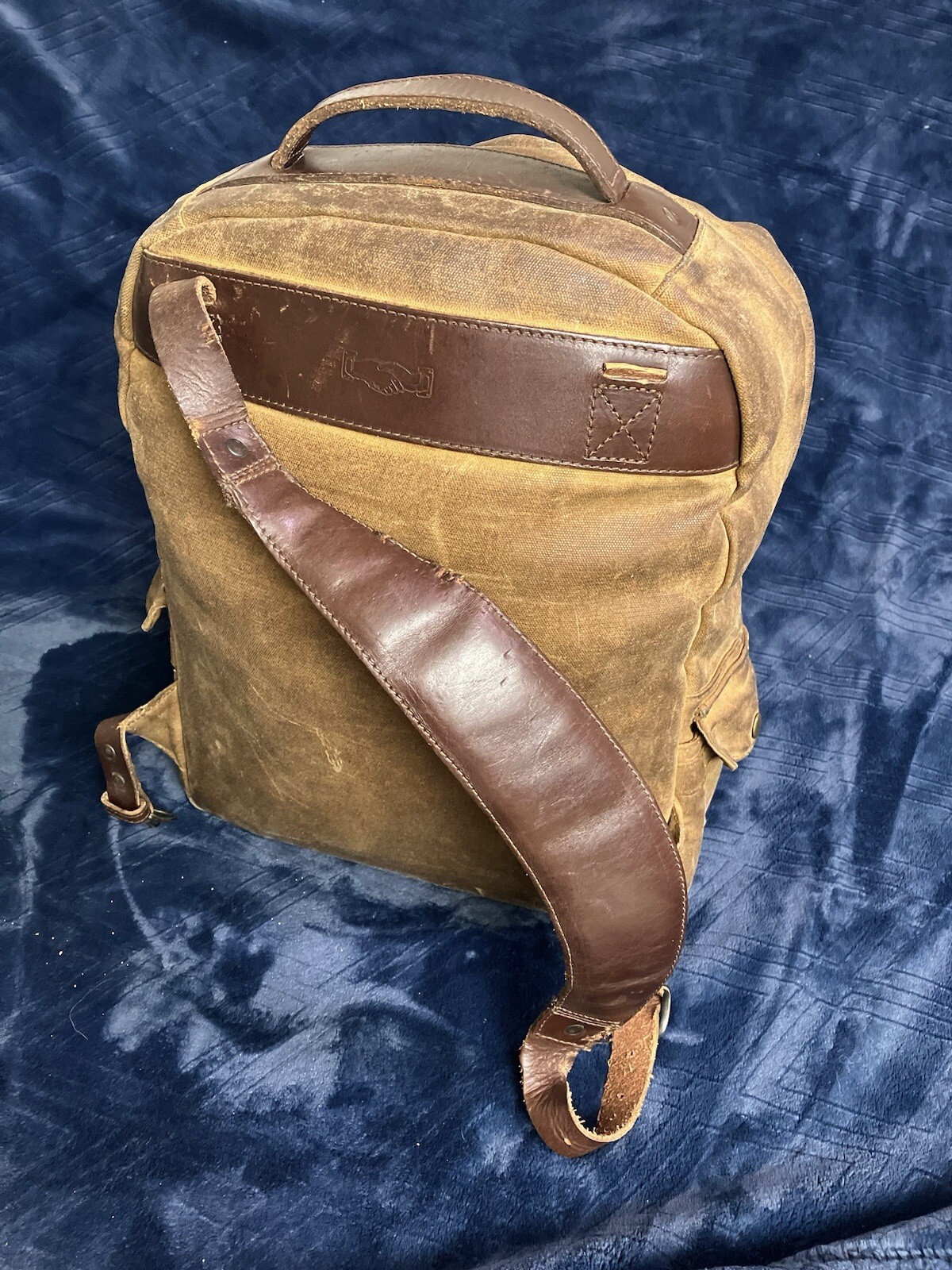 Mission Mercantile Backpack Waxed Canvas Leather Large Laptop Day Bag ISSUES