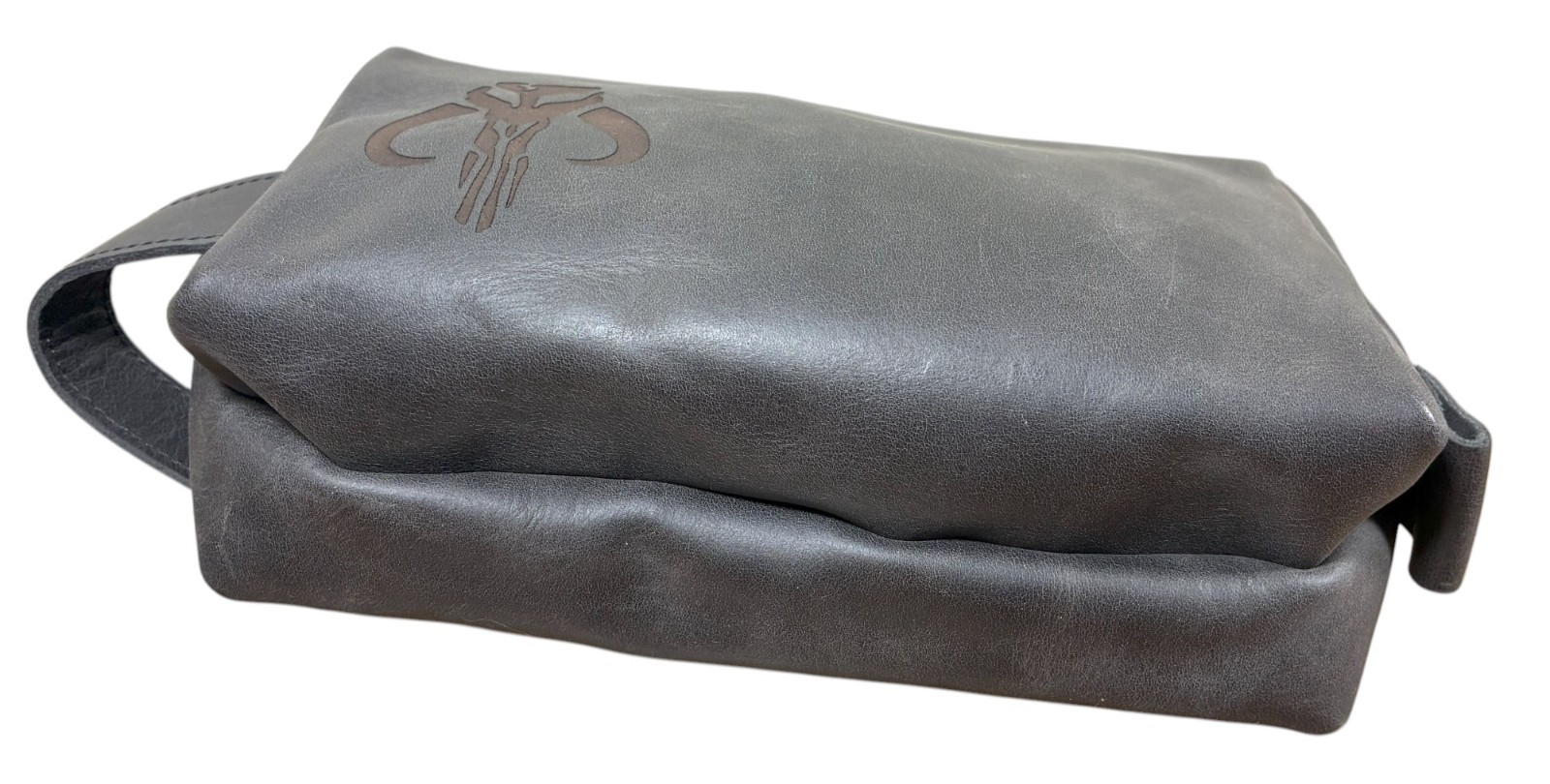 Baglunch Leather Toiletry Bag Dark Brown w/ Mythosaur Skull Design