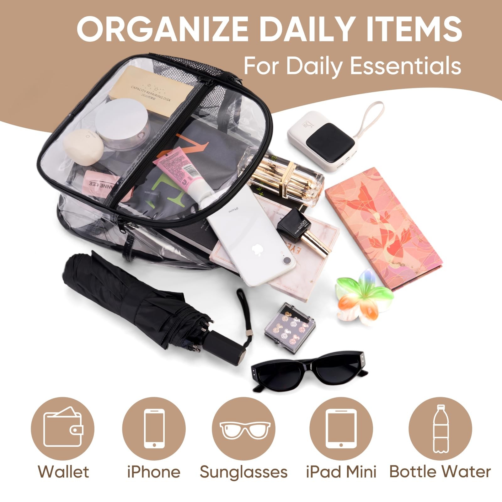Clear Backpack Stadium Approved 12x6x12,Clear Bag for Stadium events Made of …