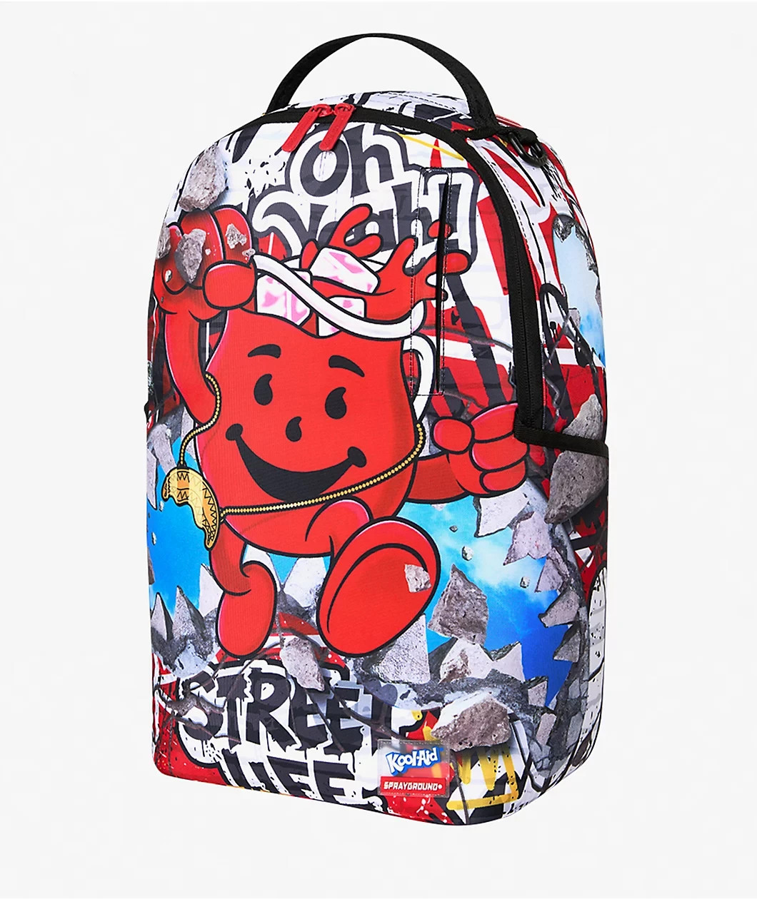 Sprayground x Kool-Aid Man Street Life Backpack 18″ H x 11.5″ W x 6″ D 20 liters