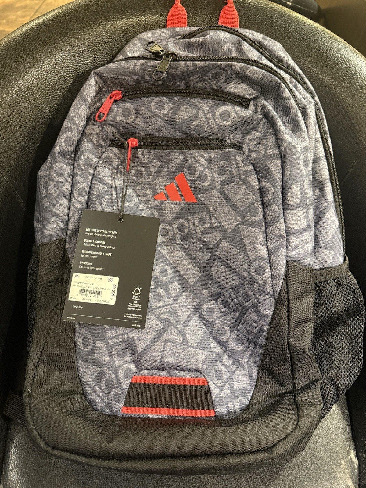 Adidas Collage Jersey Onix Grey/Black Backpack for Laptop 15″ JK9058 |MSRP: $50G