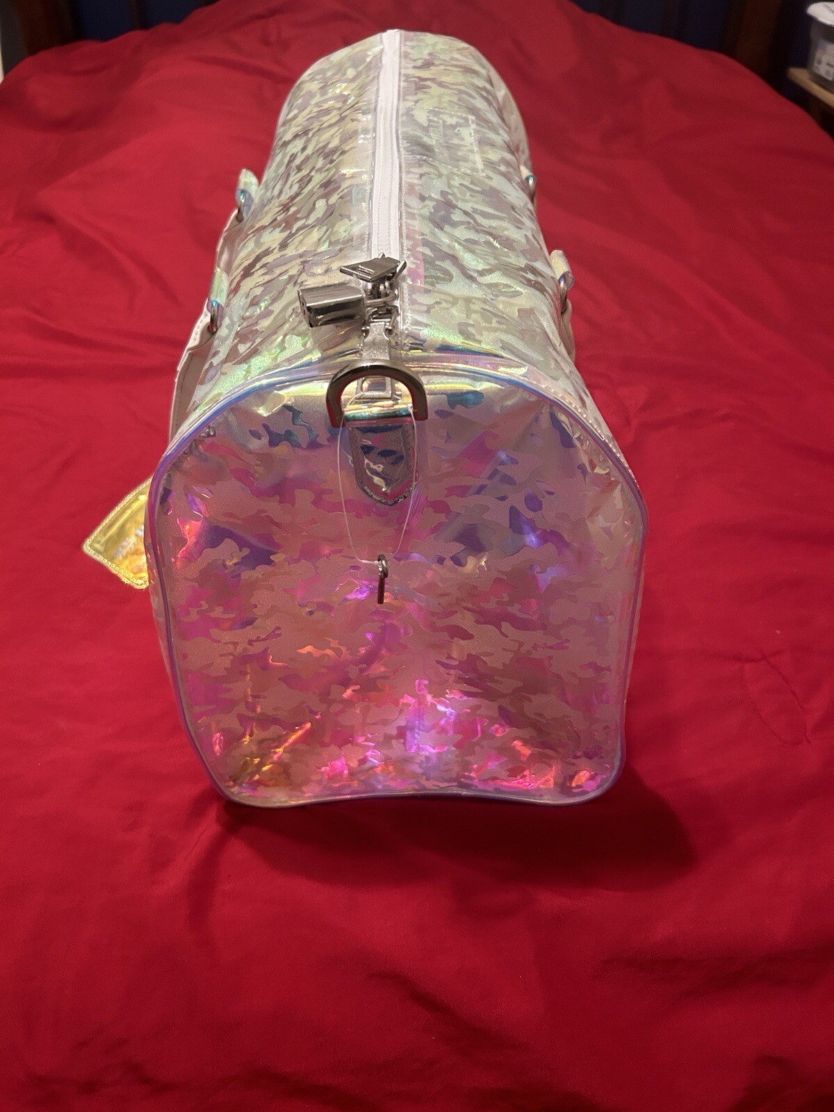 Holographic Iridescent Duffle Bag – Rainbow Reflective Gym/Travel Tote