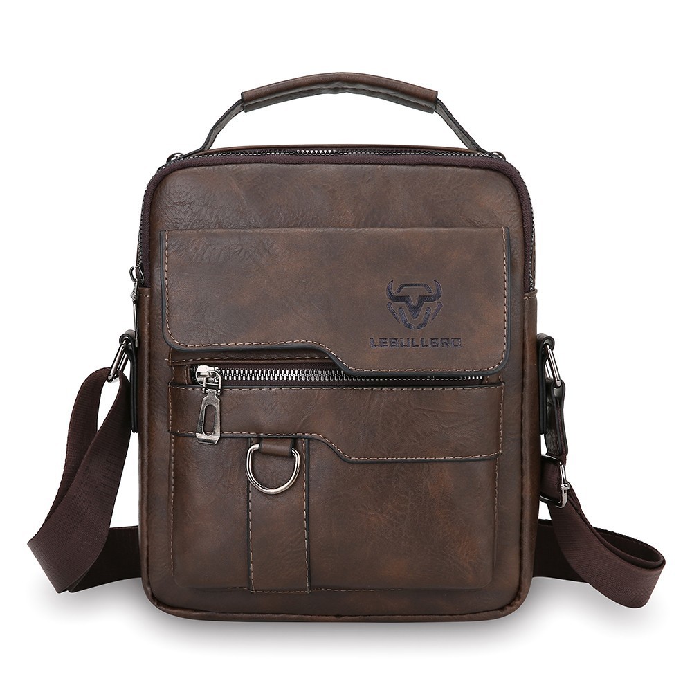 LEBULLBRO Men Leather Shoulder Bag Handbag Crossbody Bag Briefcase Messenger Bag