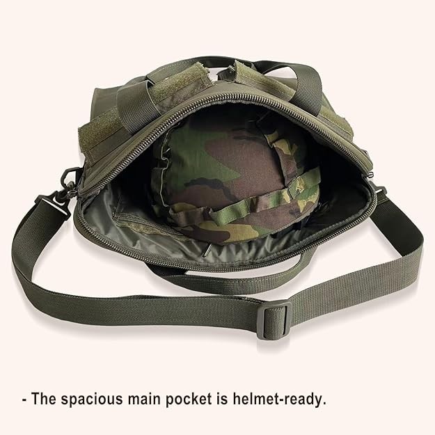 Tactical Messenger Bag, Flyers Helmet Crossbody Briefcase, Olive Green