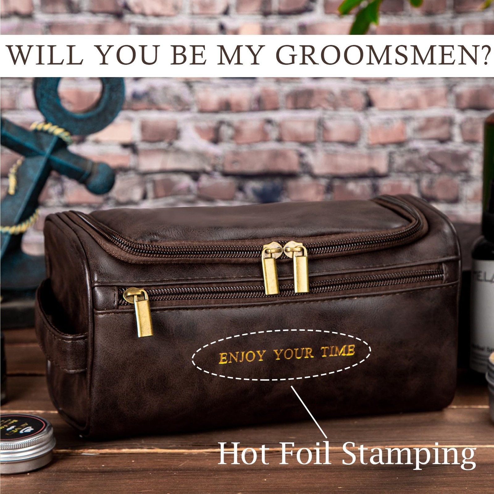 Flycalf Personalized Mens Toiletry Bag for Men ENJOY Coffee