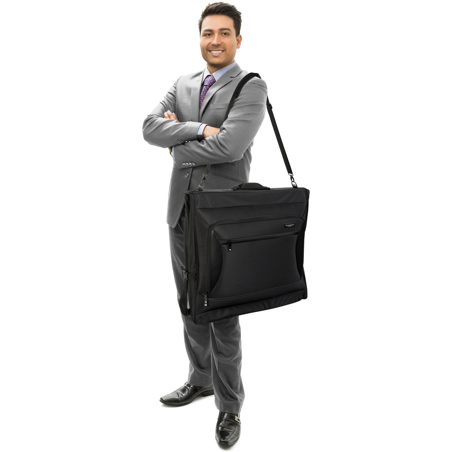 WallyBags Solutions Premium Garment Bag with shoulder strap Black 45 Inch U1