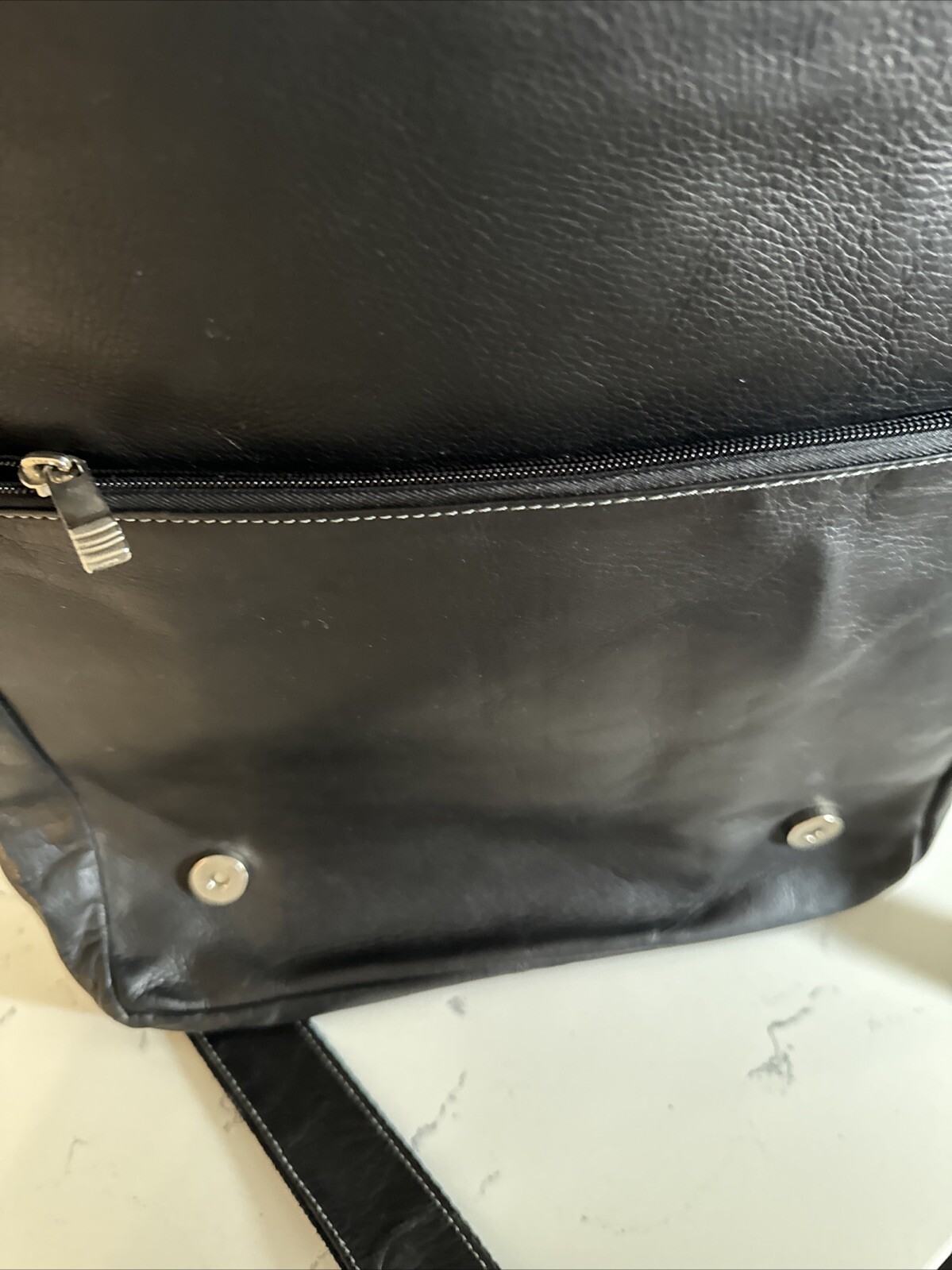 Colombia Black GENUINE LEATHER FLAP ZIP TOP MESSENGER SHOULDER BAG