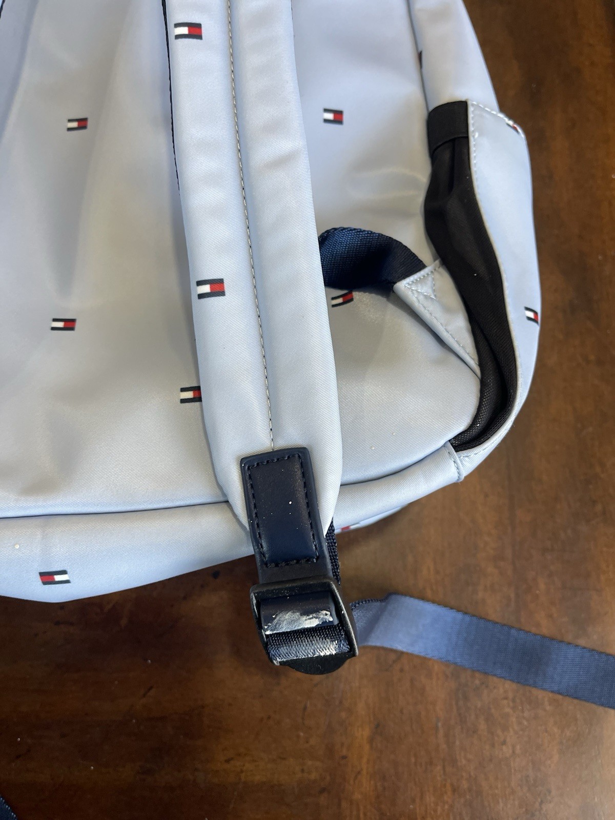 Tommy Hilfiger Light blue/Gray Backpack Adjustable Strap Pocket Designer Classic
