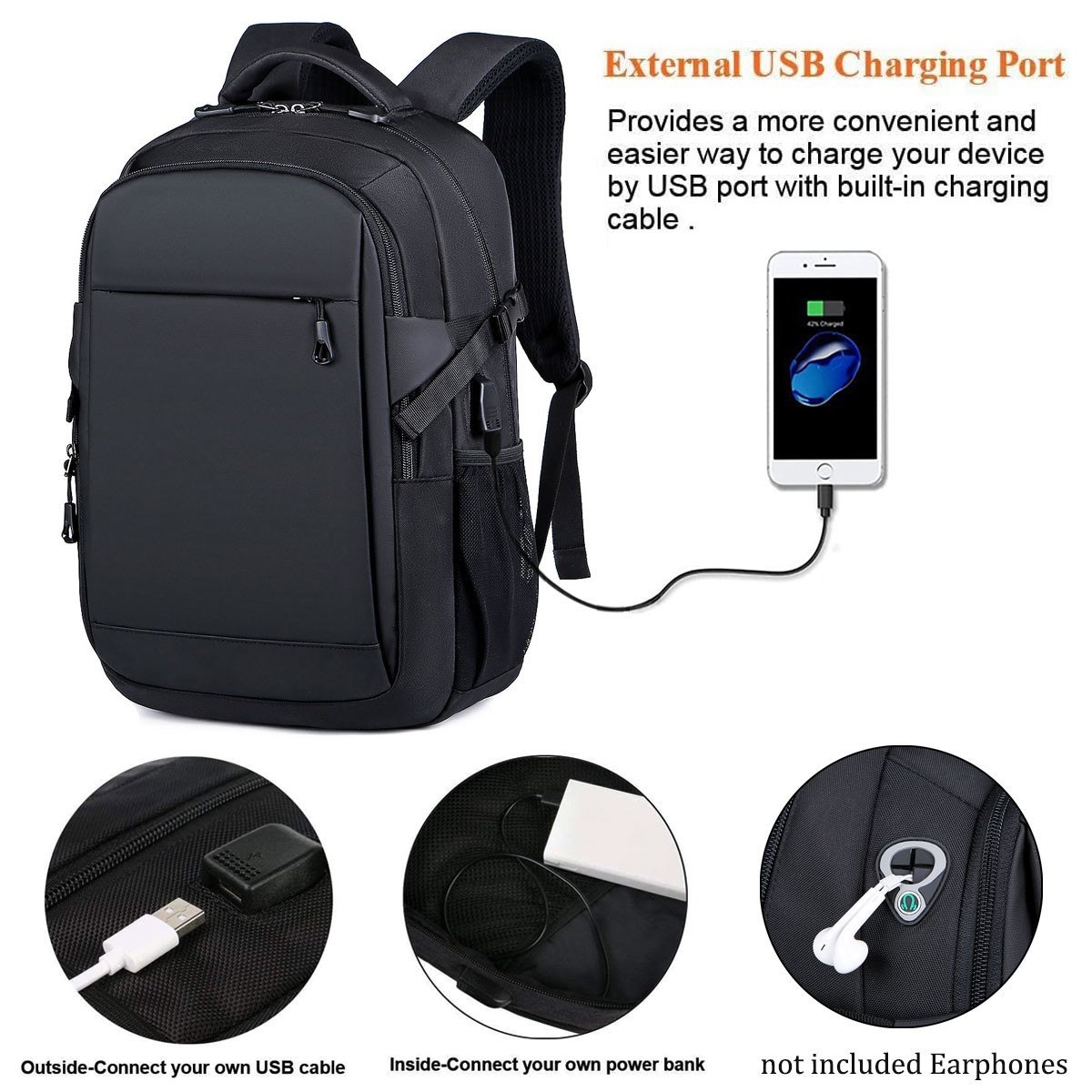 Men Women Black Laptop Backpack School College Travel Business Bag Rucksack New