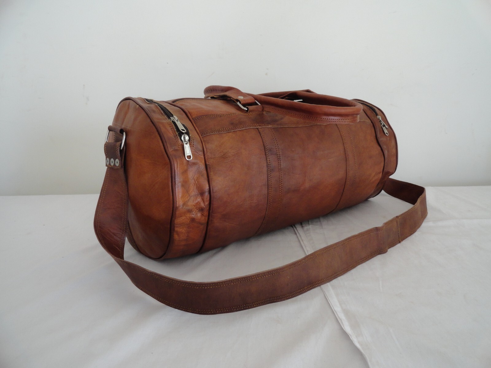 24 in Leather Duffle Bag Holdalls Travel Luggage Handbags Duffel Shoulder Bags