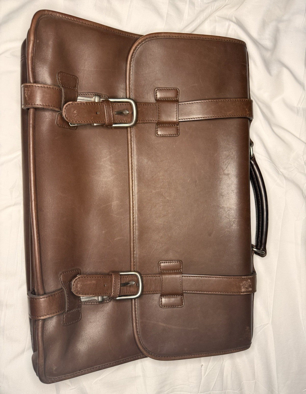 Coach Brown Briefcase/Document Case Buckle Closure Top Handle Pockets