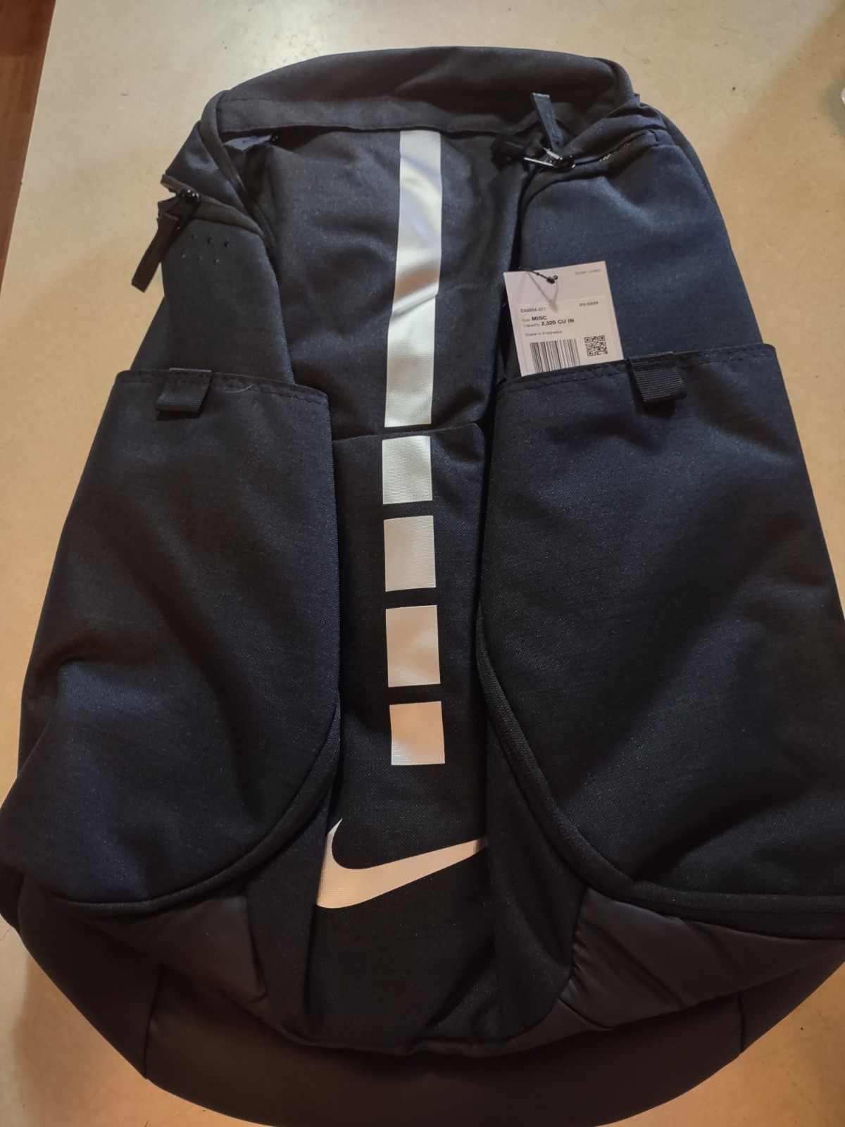 Nike Elite Hoops Pro Stripes Backpack Black Basketball Gym Bag One Size New