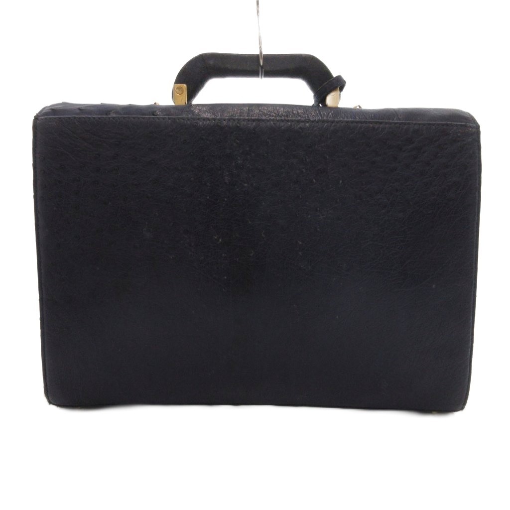 No-brand Navy Ostrich Leather Briefcase, 8.7″ x 2.4″ x 12.6″, Used C