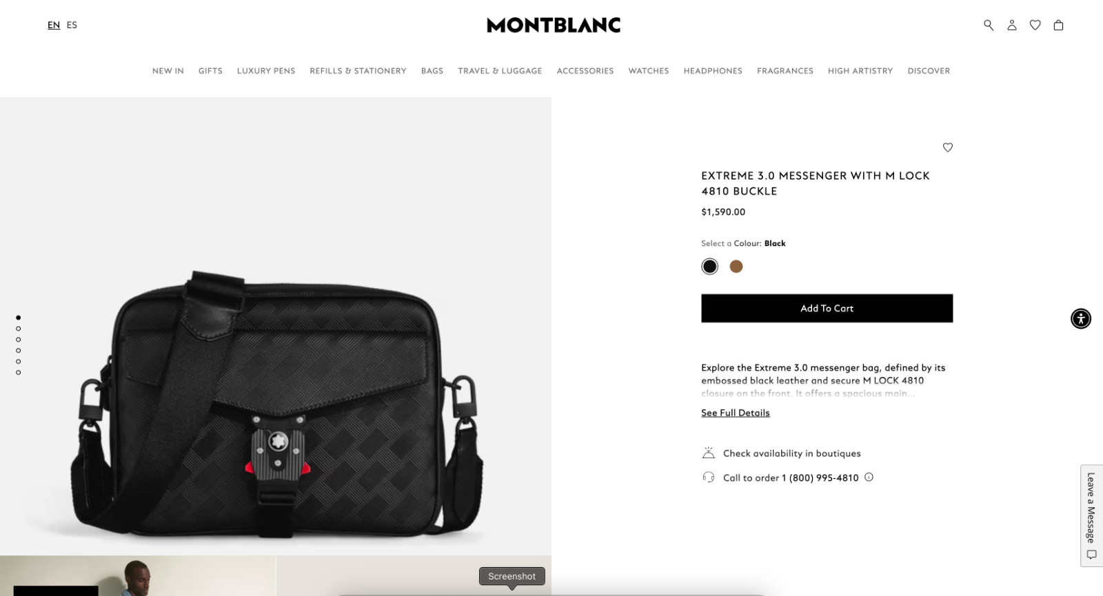 Mont Blanc Extreme 3.0 Messenger M Lock 4810 Black Brand New $1,590 Retail