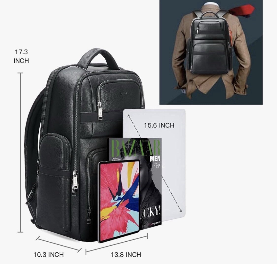 40L Genuine Leather Business Laptop Professional Backpack for Men 15.6 inch