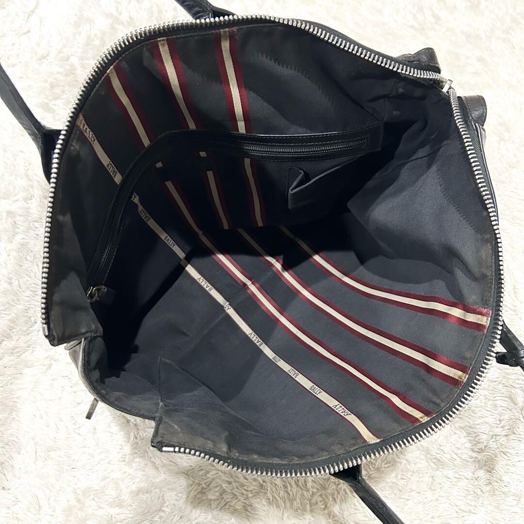 Bally Trainspotting Leather Business Tote Bag Black A4 TAJEST MD Striped 40cm