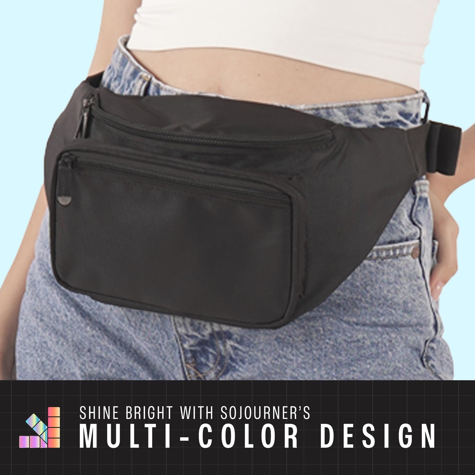 Black Fanny Pack Belt Bag I Mens Packs for One_Size, – Solid