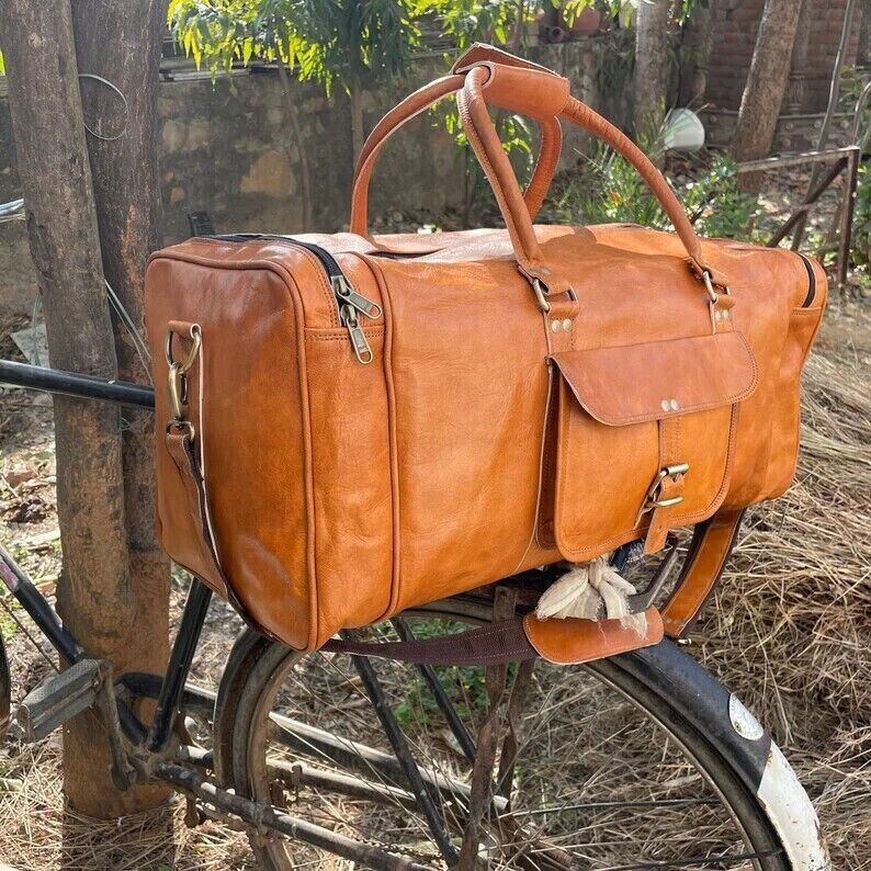 Men’s New Genuine Leather Large Vintage Duffel Travel weekend gym Overnight Bag