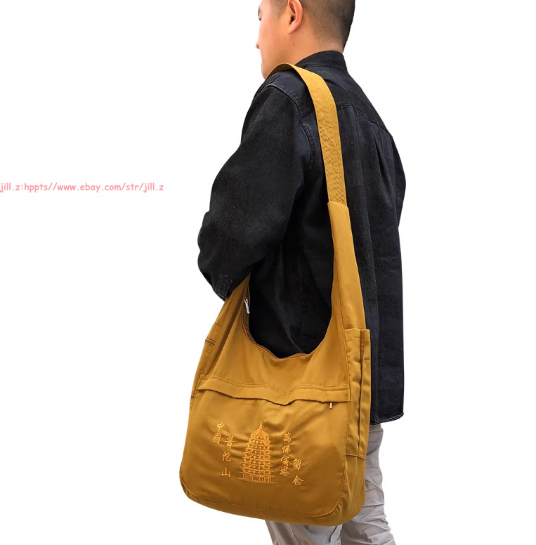 Buddhist Buddha Monk Bag Embroidery Shaolin Temple Kung Fu shoulder Bag Unisex