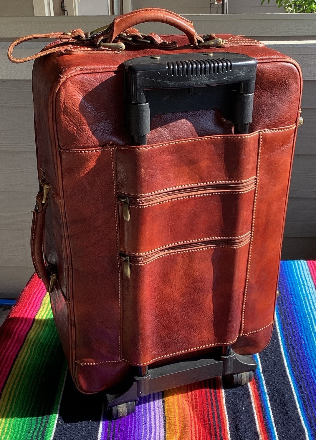 Vintage THE BRIDGE Leather Rolling Trolley Bag Distressed Hand Made In Italy