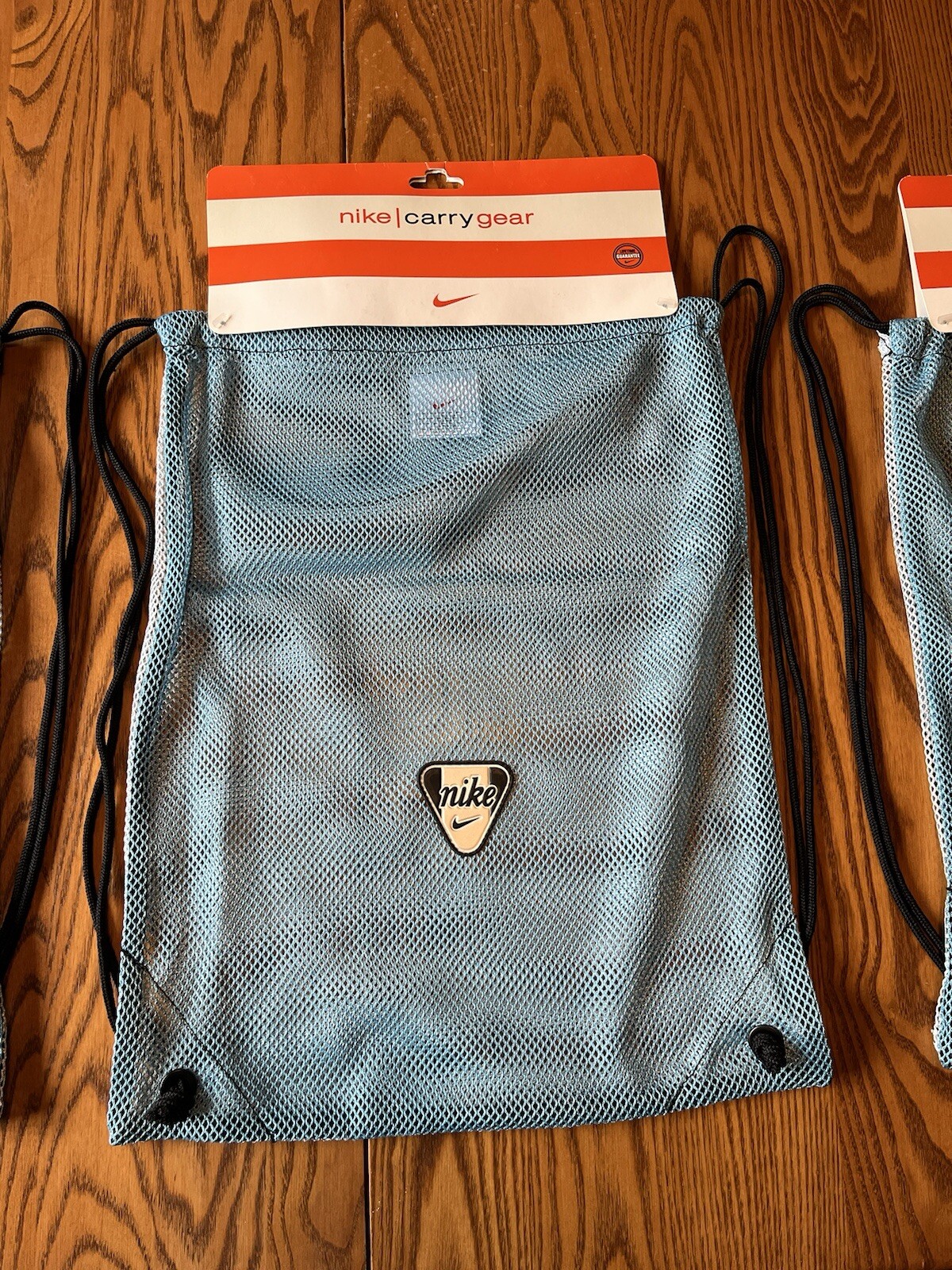 vintage NOS Nike mesh drawstring cinch gym bag carry gear blue grey Y2K 1990s