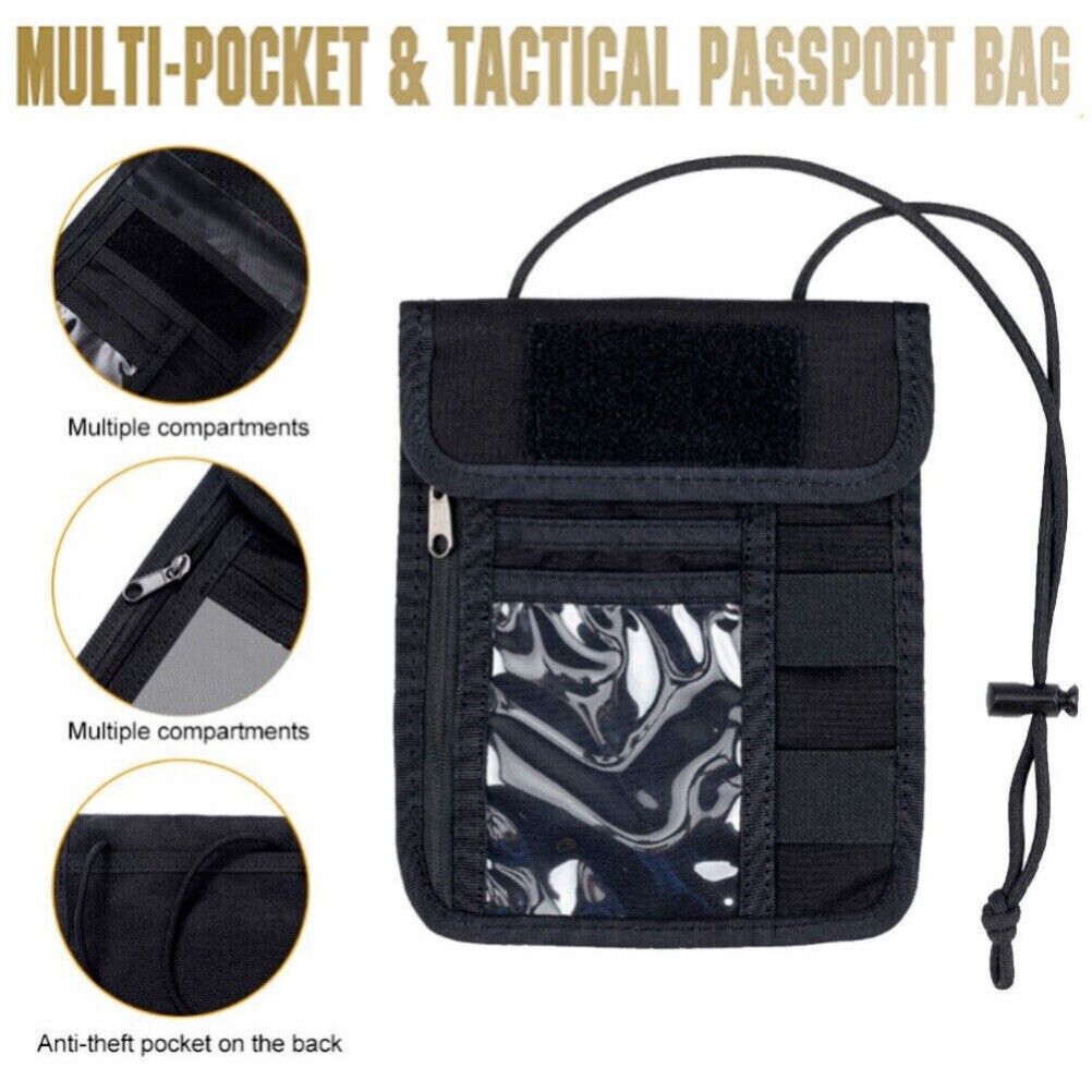 Tactical ID Credit Card Holder Case Passport Purse Chest Hanging Wallet Pouch