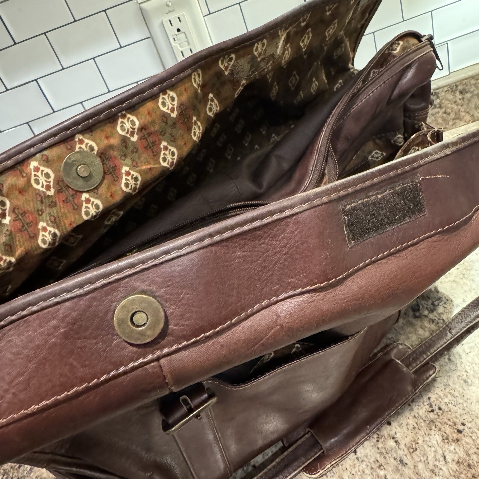 PM4 Manufacturas Quintero Colombia Brown Genuine Leather Laptop Messenger Bag