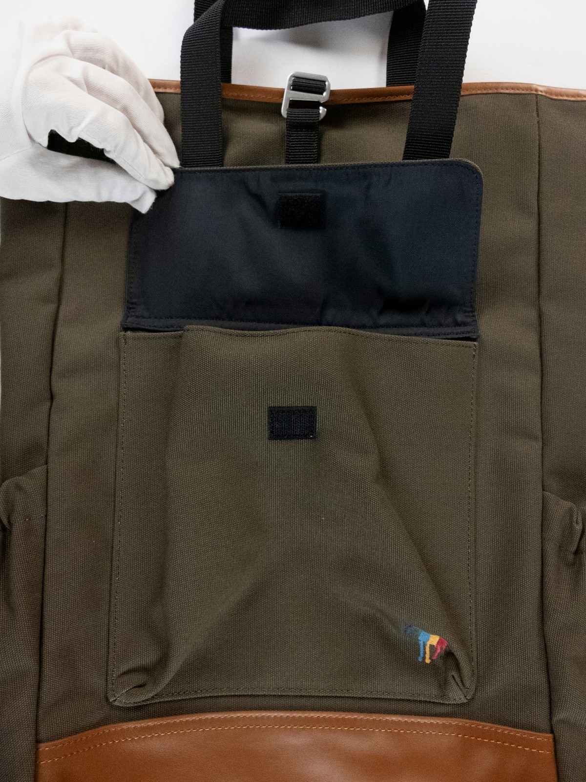 (NO CUSTOMS TAX) PS PAUL SMITH mainline khaki green canvas & leather backpack